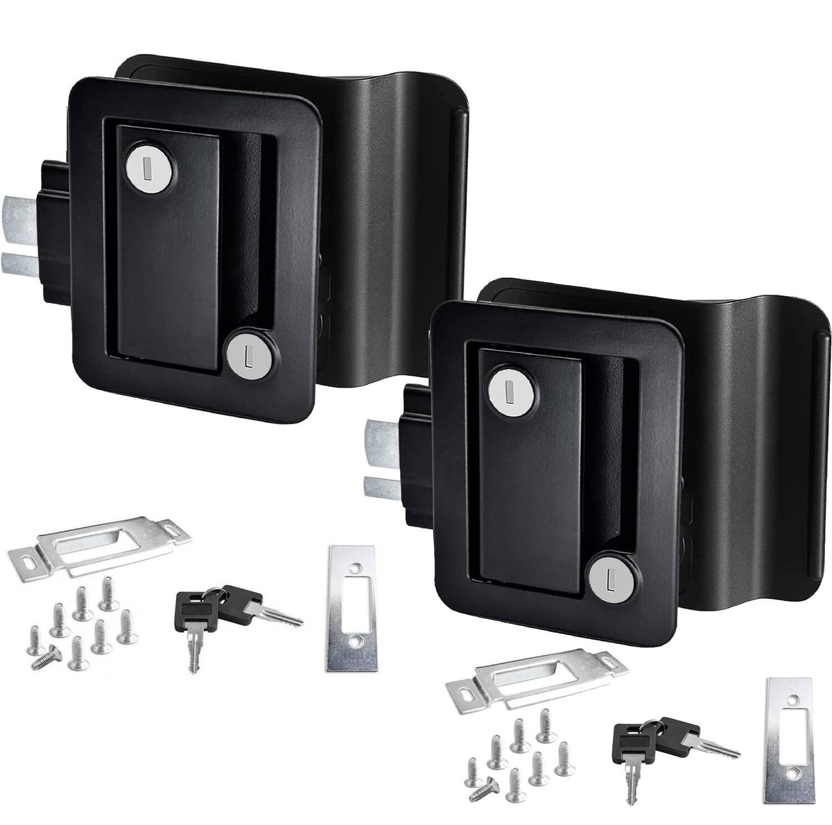 Solidspare 2Pcs Black RV Paddle Entry Door Lock Latch Handle Knob Deadbolt Camper Trailer