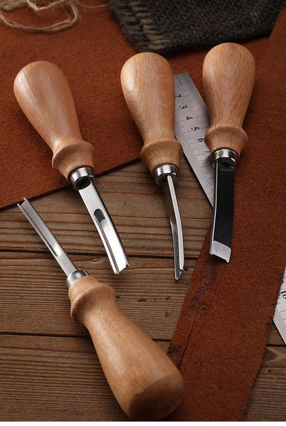 Solid Spare 4 PCs Leather Edge Bevelers French Beveler Wide Mouth Skiving Knife Craft Tool
