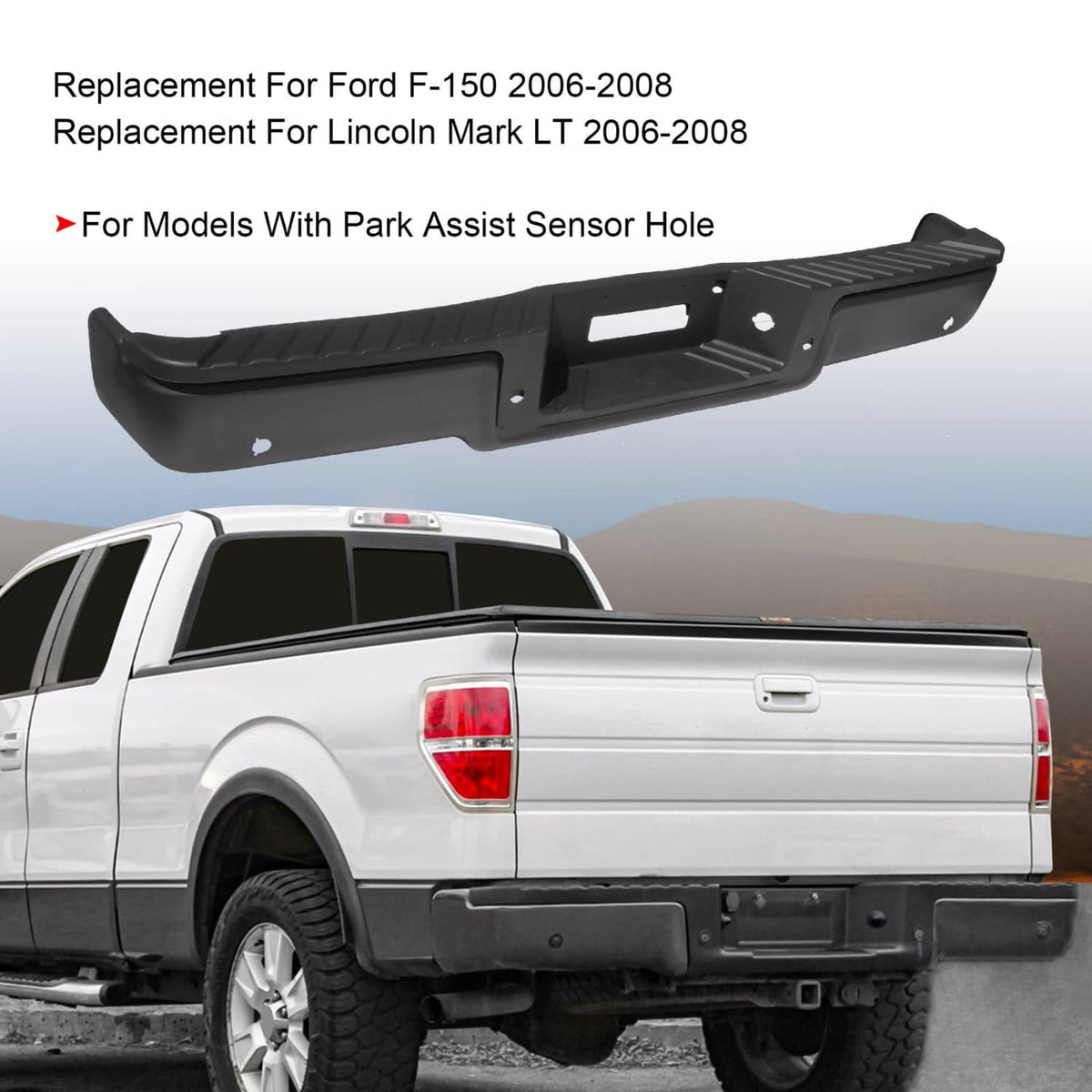 Solidspare Rear Bumper Assembly For Ford F150 2006 2007 2008 Black Step Bumper With Hole
