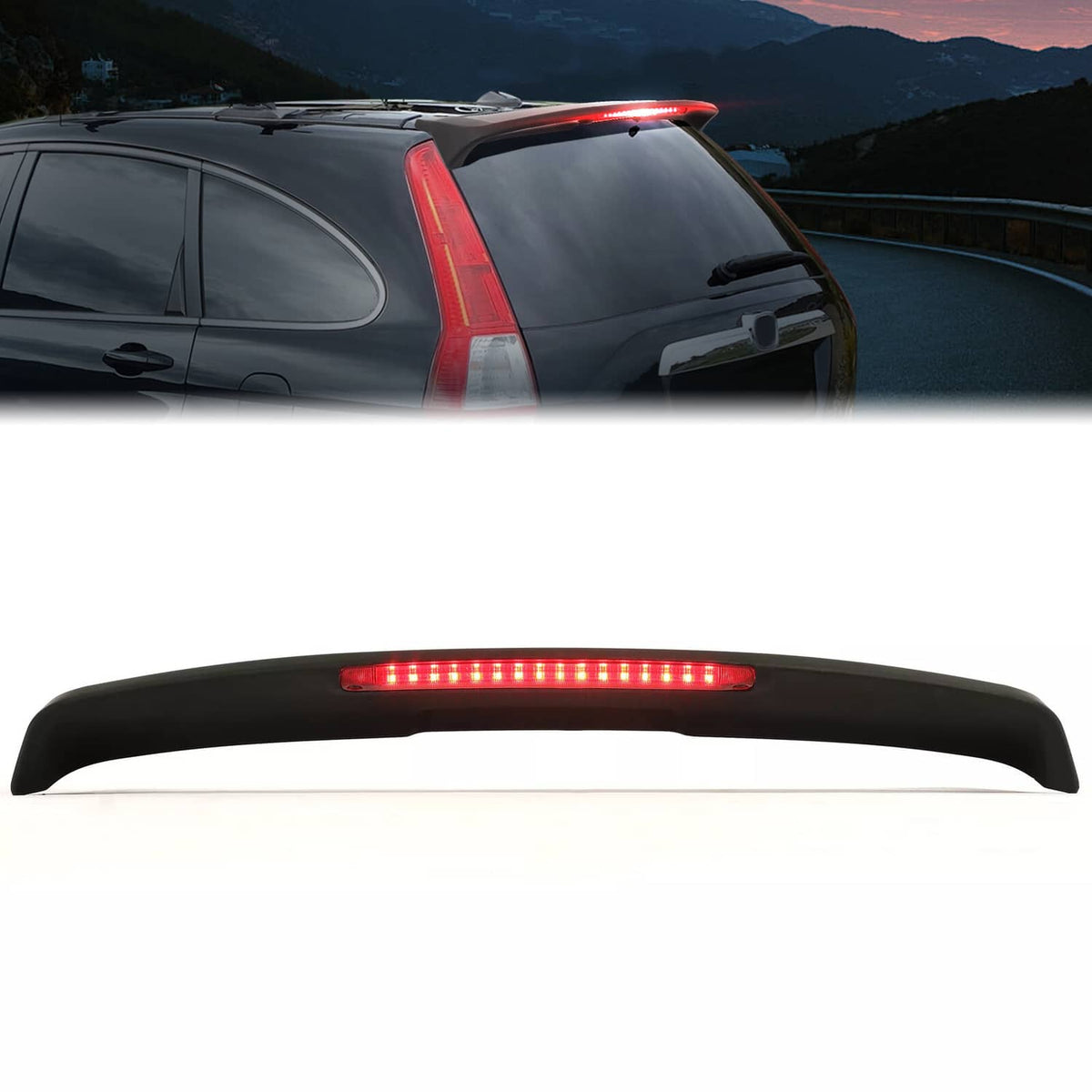 Solid Spare Roof Rear Spoiler Wing W/Led Light For Honda CRV CR-V 2007-2011 08 09 10
