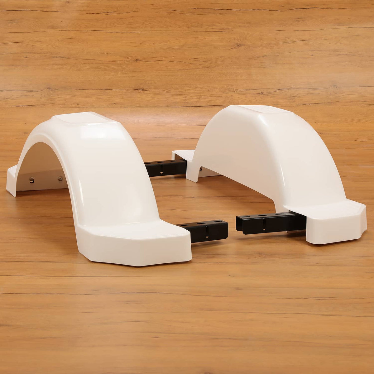 Solidspare Pair L&R Single Axle Trailer Fenders White HDPE For 13" diameter Wheels Tires