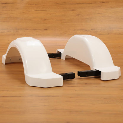 Solidspare Pair L&R Single Axle Trailer Fenders White HDPE For 13" diameter Wheels Tires