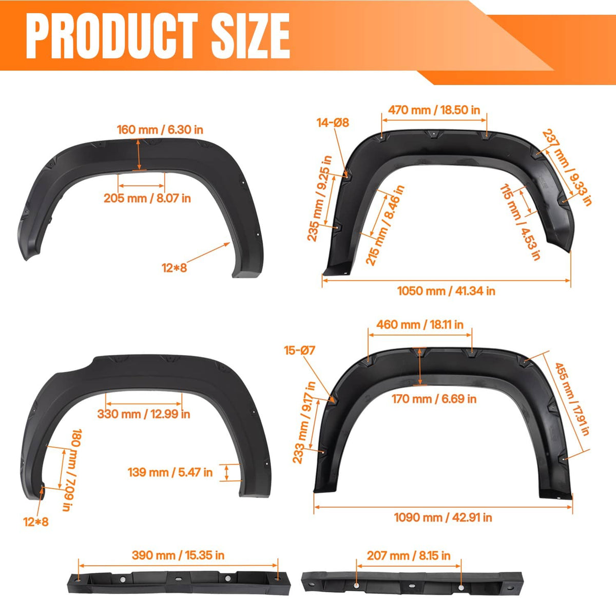 Solidspare Front Rear Left & Right Wheel Fender Flares Fit For 2016-2023 Toyota Tacoma New