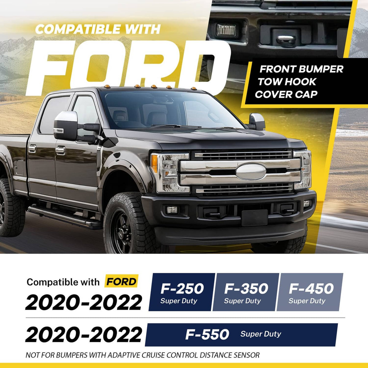 Solid Spare For Ford F250 F350 F450 F550 Super Duty Short 2020-22 Tow Hook Cover Bezel LH,RH