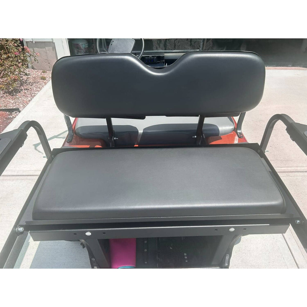 Solidspare Golf Cart Flip Folding Rear Back Seat Kit Black For EZGO Marathon Pre-1994