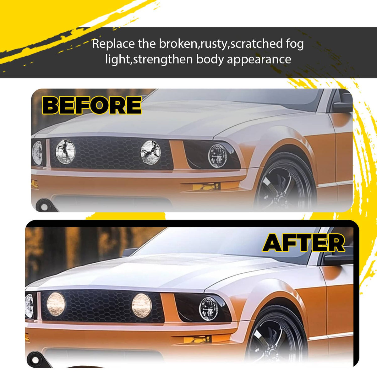 Solid Spare For Ford Mustang GT 2005-2009 Clear Halo Fog Lights Driving Bumper Lamps Pair