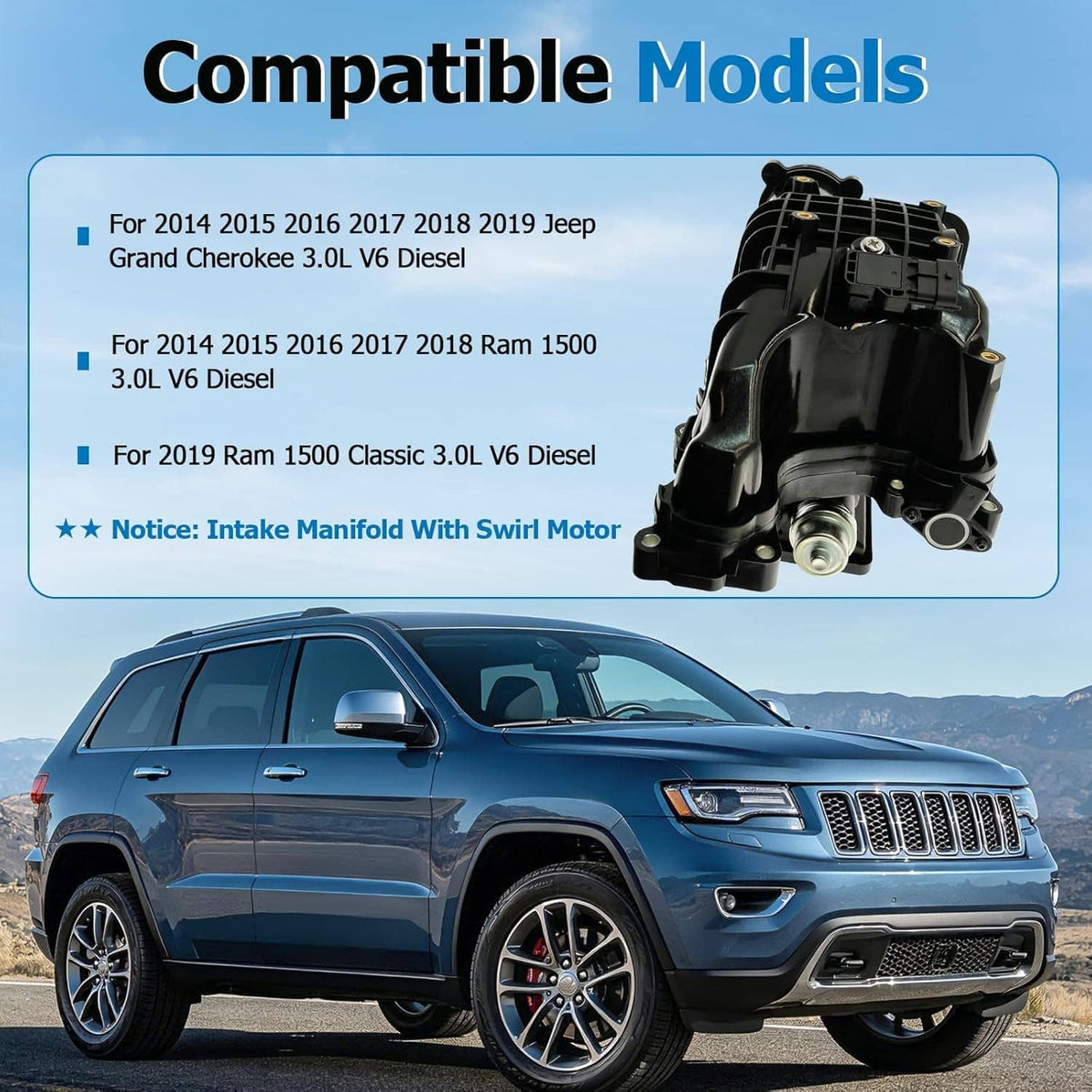 Solidspare New Intake Manifold W/Control Actuator For 2014-2018 Ram 1500 3.0L V6 Diesel