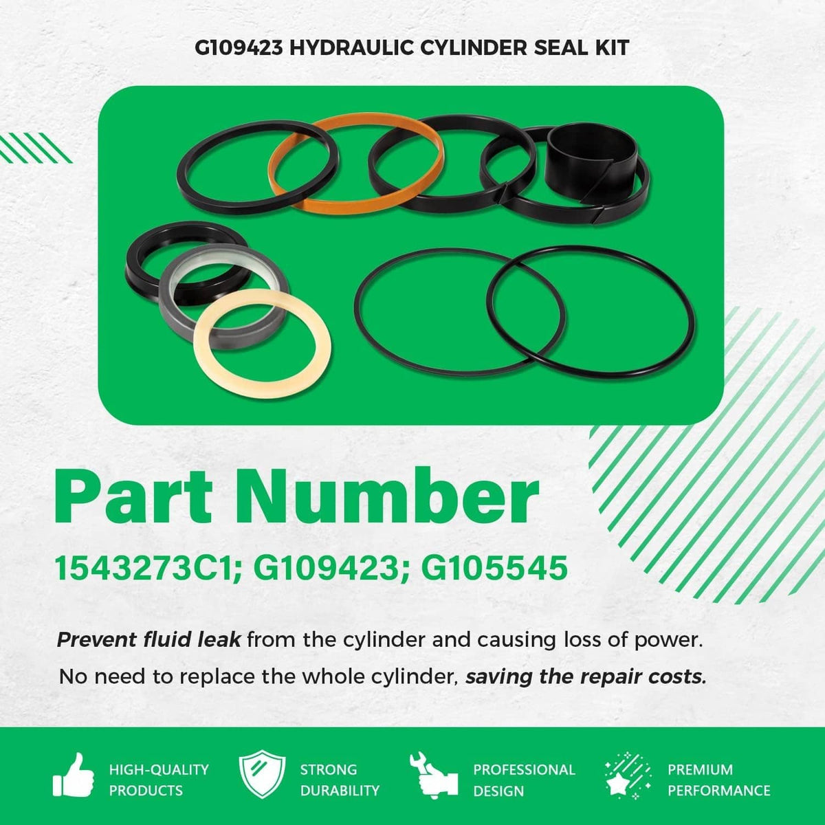 Solidspare G109423 G105545 1543273C1 Hydraulic Cylinder Seal Kit for Case 450 455 550 580