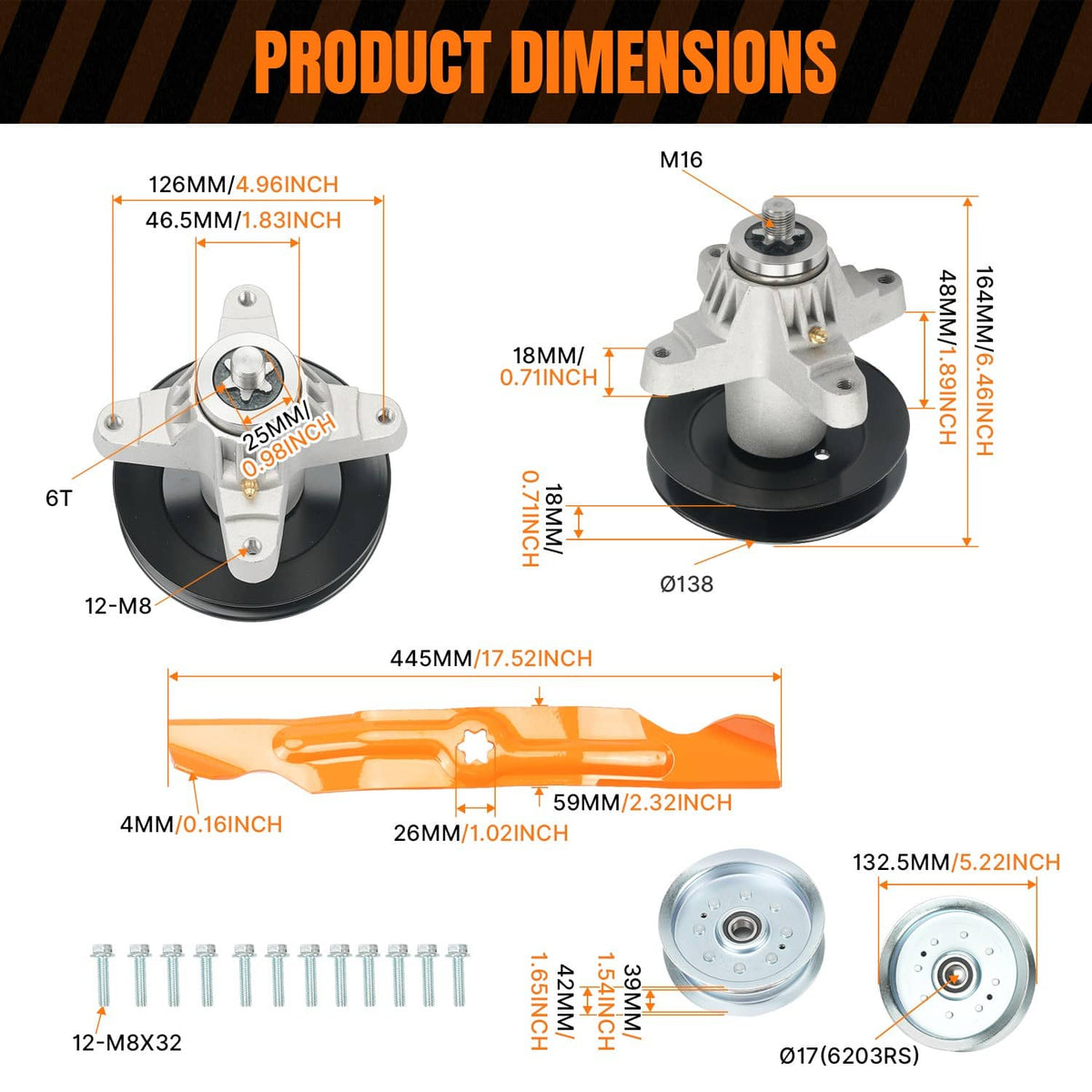 Solidspare 50" Deck Rebuild Kit For 2014 Cub Cadet 13AQ93AP010 13AQ93AP056 13WQ93AP009