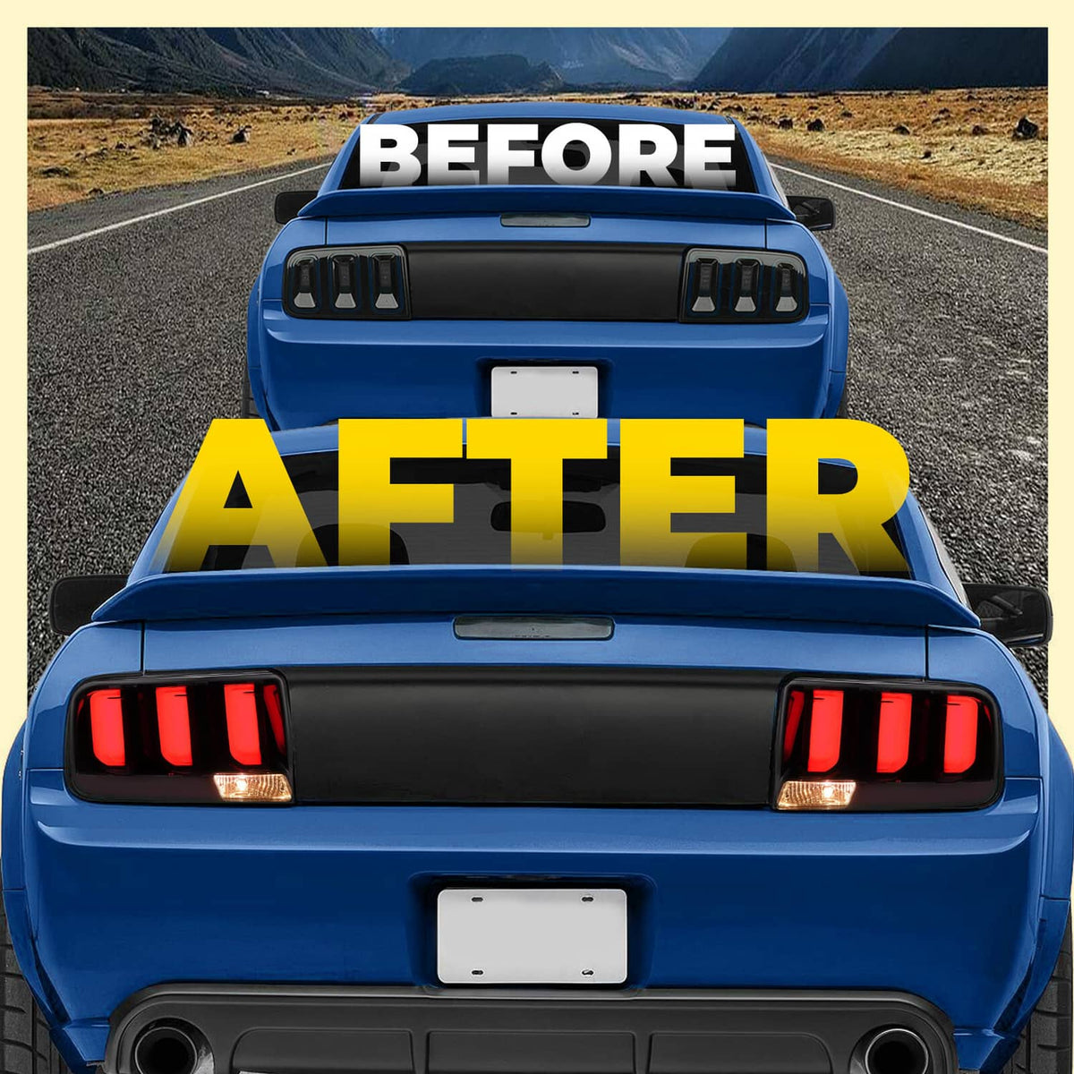 Solid Spare Pair LED Tube Signal Brake Lamps Smoked Tail Lights For 2005-2009 Ford Mustang