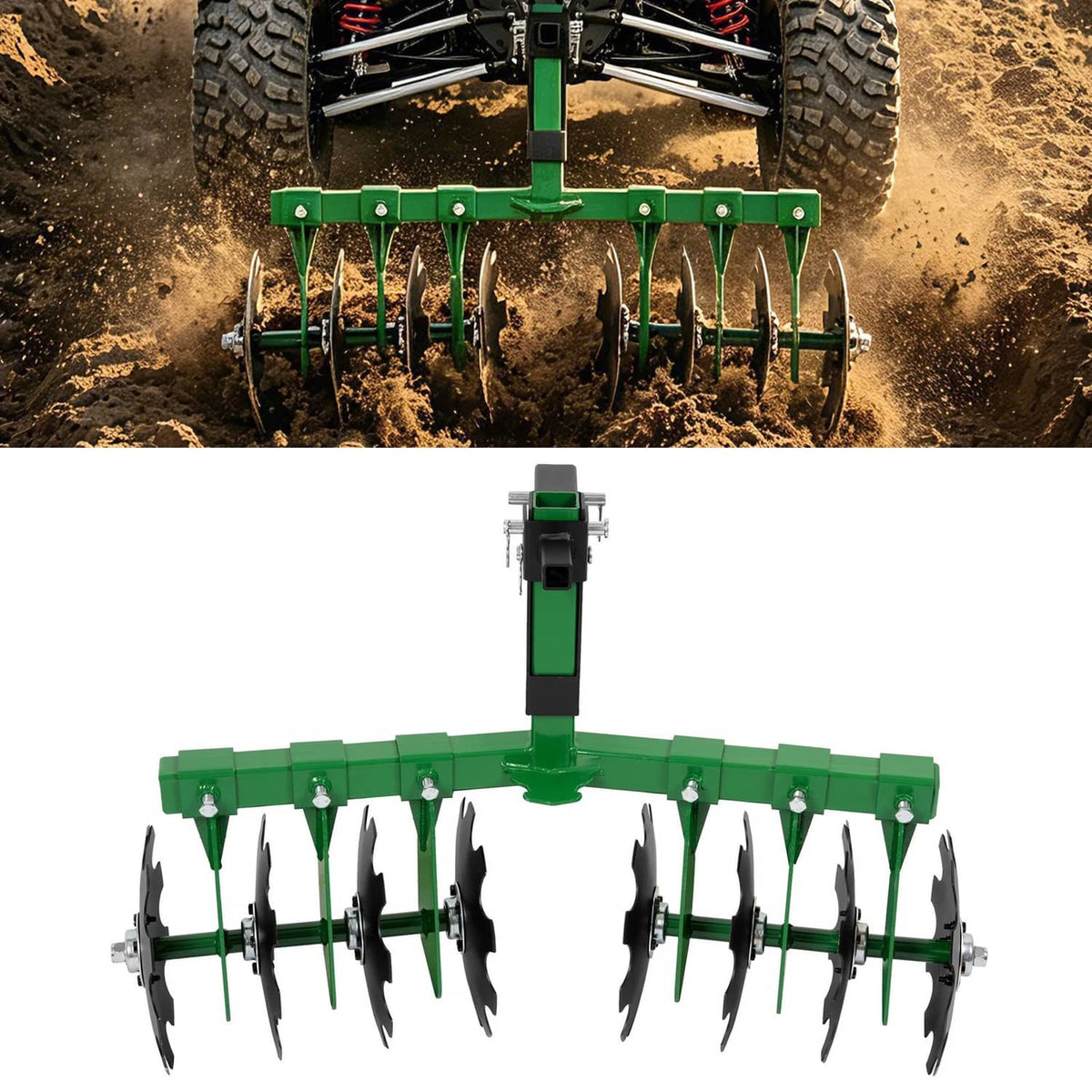 Solidspare Disc Harrow Plow 35" For ATVs UTVs Garden Tractors 2" Receiver Hitch W/ 8 Blades