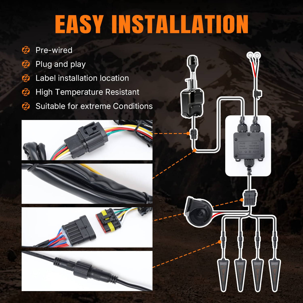 Solidspare Plug & Play  UTV Turn Signal Kit w/ 105dB Horn For 2011-24 Can-Am Maverick Max