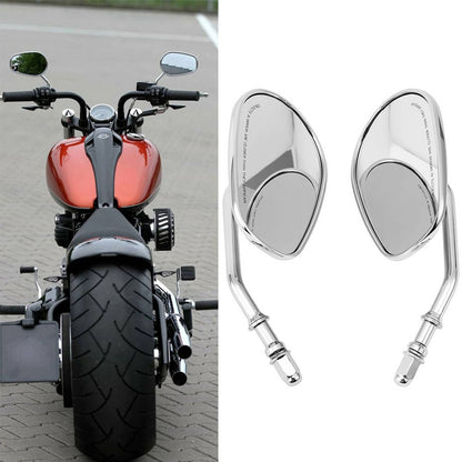 Solidspare Chrome Teardrop Rear View Mirrors 8mm For Harley Touring Road King Electra Glide