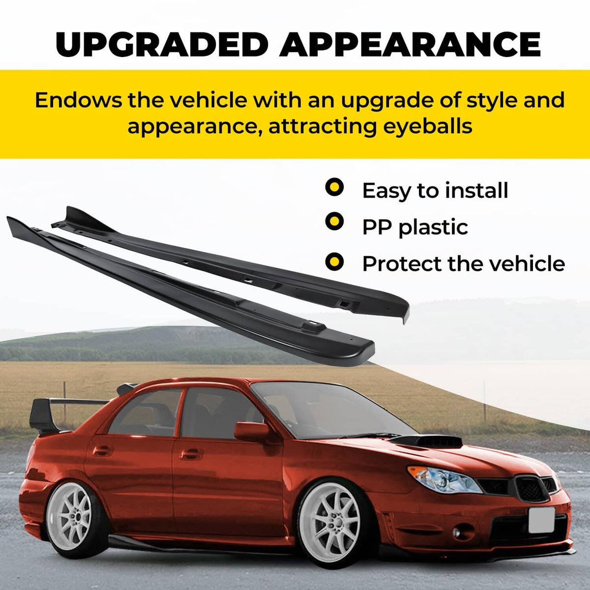 Solid Spare Fits Subaru Impreza WRX STI 02-07 CS Style Side Skirts Rocker Panel Extension PP