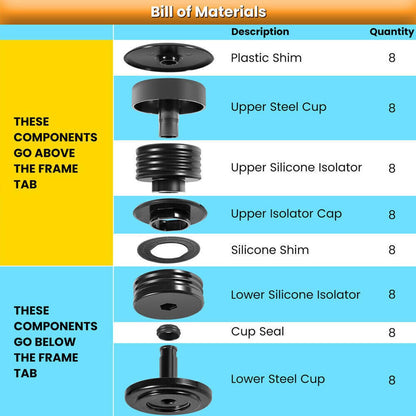 Solidspare Silicone Body Mount Bushing Kit for Ford F250 F350 2008-2016 Super Duty Crew Cab