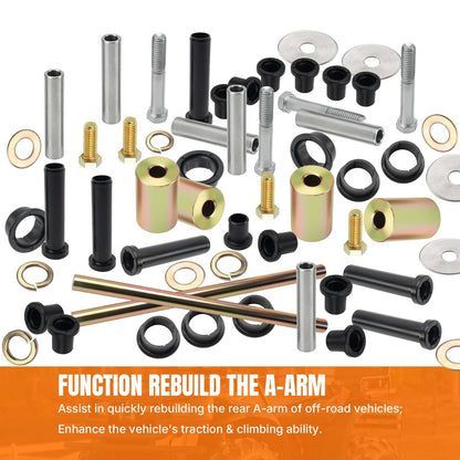 Solidspare Rear Left & Right A-Arm Bushing Shafts Blots Kit for 03-10 Polaris Sportsman 500