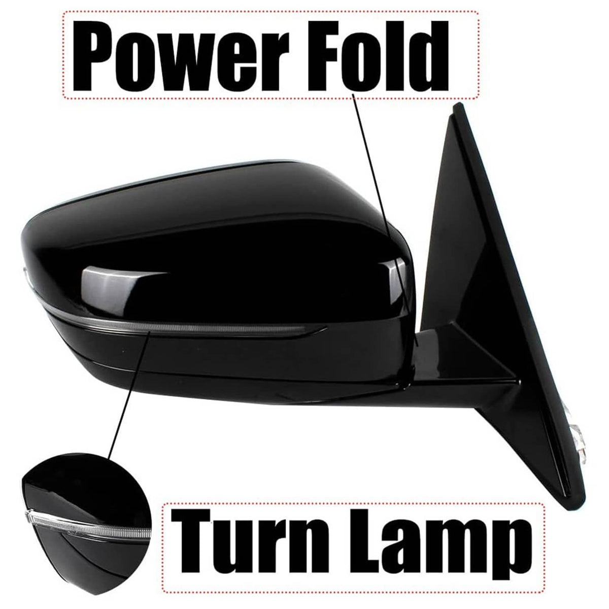 Solidspare Fits BMW 320i 330i 330e 2019-2023 Passenger Right Mirror With Blind Spot Black