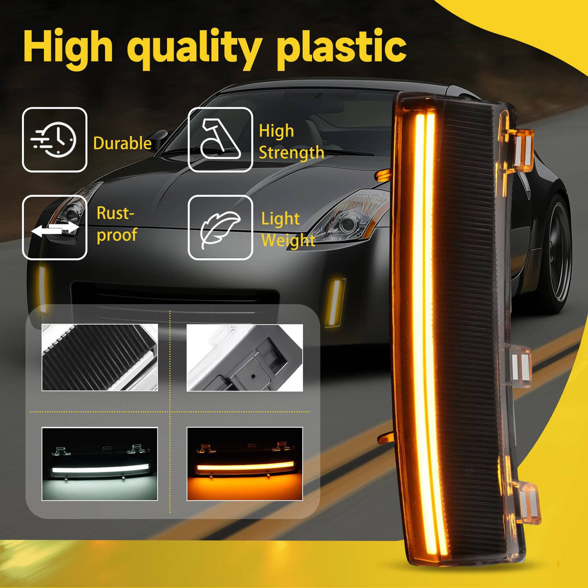 Solid Spare 2PCS LED Turn Signal Lights Side Marker Lamps+DRL For Nissan 350Z LCI 2006-2009