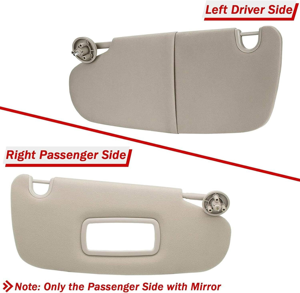 Solidspare 1Pair Sun Visor Set Left & Right For 2002-2009 Dodge Ram 1500 2500 3500 Beige