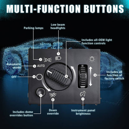 Solidspare LED Headlight Switch For 2003-2006 Chevy Silverado Suburban Tahoe Sierra Black