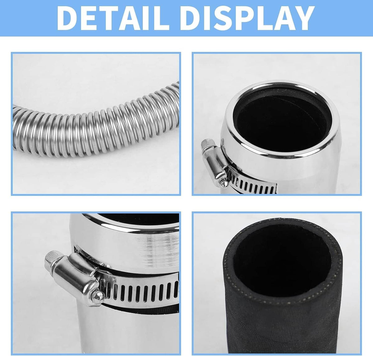 Solidspare Universal 48" Stainless Steel Radiator Flexible Coolant Water Hose W/ Caps Kit