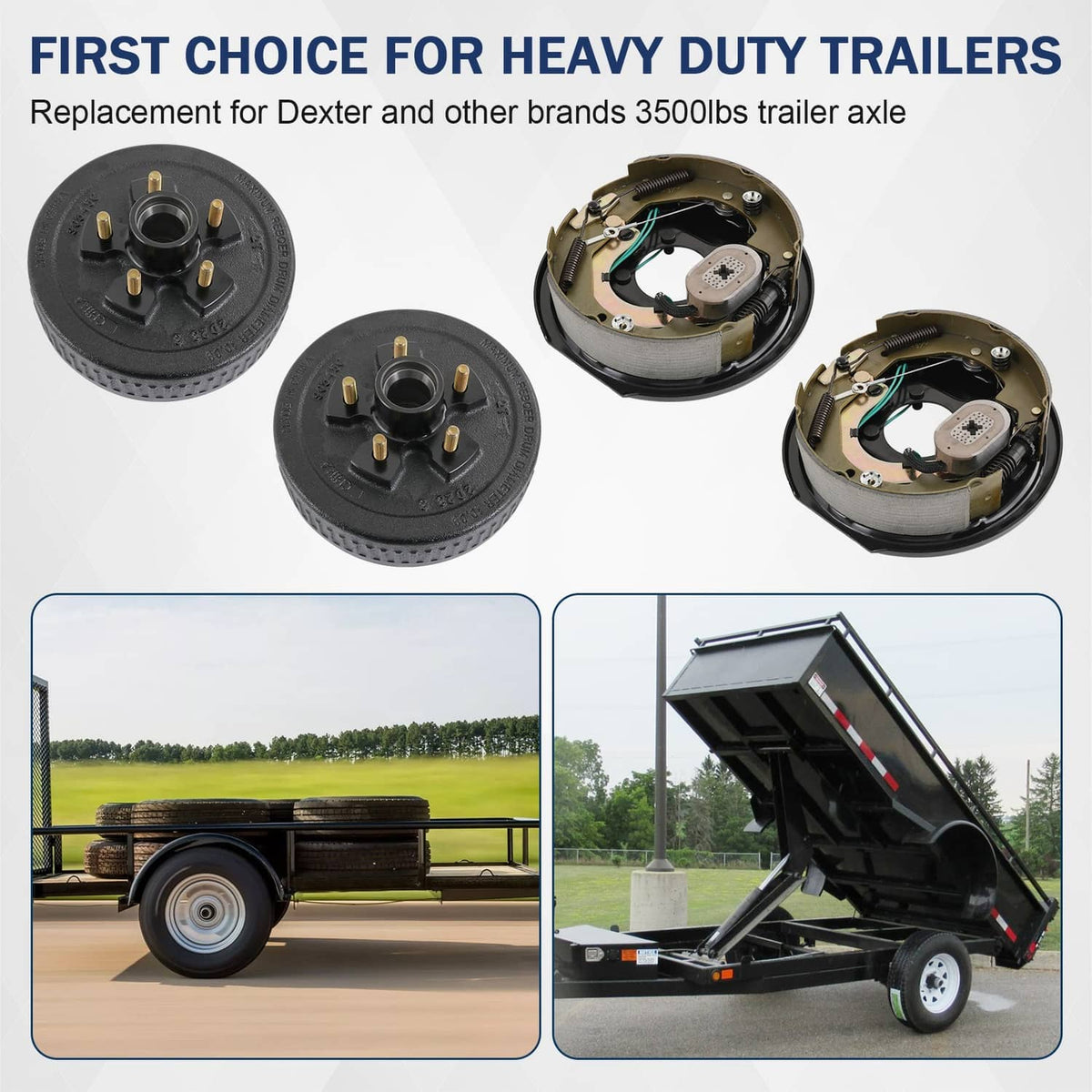 Solidspare NEW Electric Trailer Brake 10" x 2-1/4" & 5 on 4.5" Hub Drum Kit for 3500 lbs