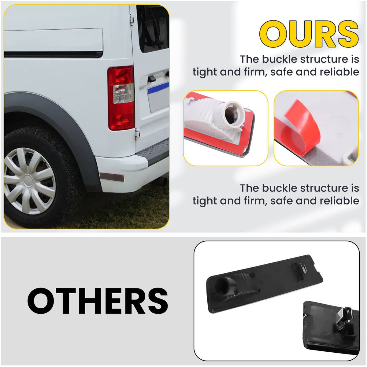 Solid Spare Rear Smoke Bumper Side Marker Light Reflector For Ford Transit Connect 2010-2013