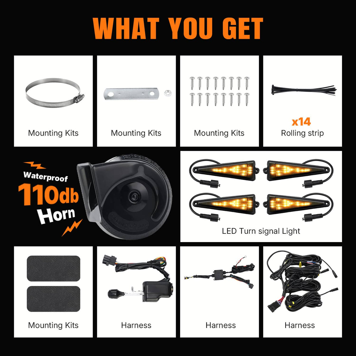 Solidspare Plug & Play No Hole Turn Signal Street Legal Blinker Kit Fit for Polaris Ranger