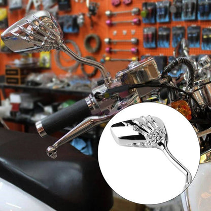 Solidspare Motorcycle Chrome Skull Skeleton Hand Rear View Side Mirrors For Harley Chopper
