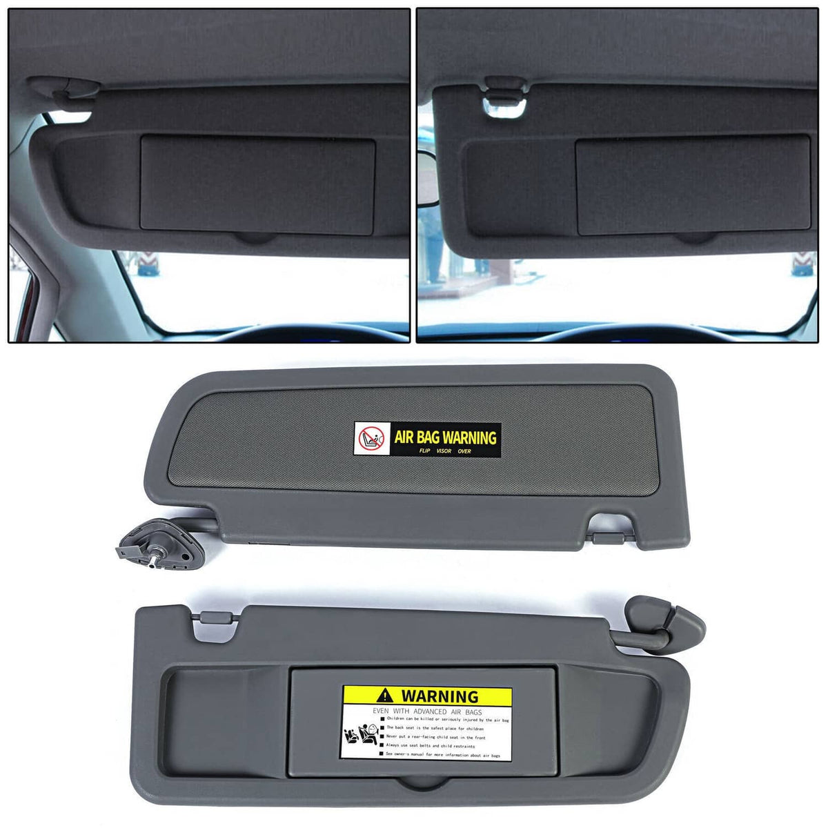 Solidspare Pair Sun Visor Dark Gray Left & Right Visor Set For 2006-2011 Honda Civic Visors