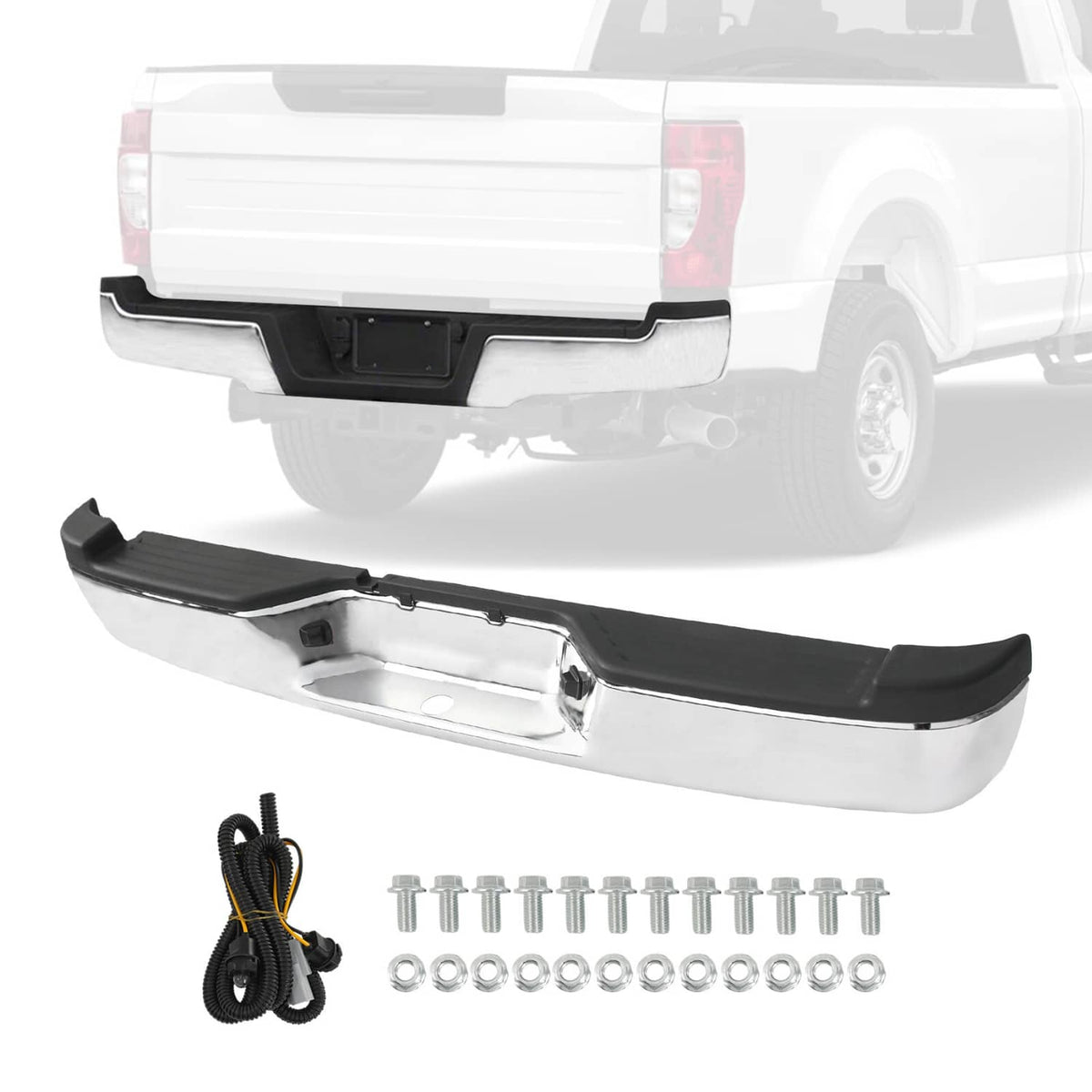 Solidspare Chrome Steel Rear Step Bumper Assembly for 2005-2011 Dodge Dakota Truck