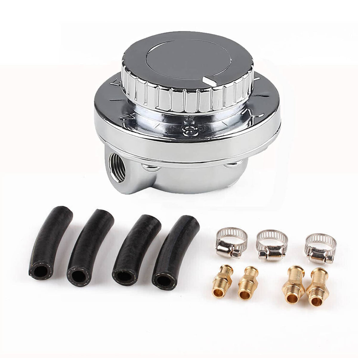 Solidspare 1-6 PSI Universal Adjustable Fuel Pressure Regulator Kit For Carburetor Engine