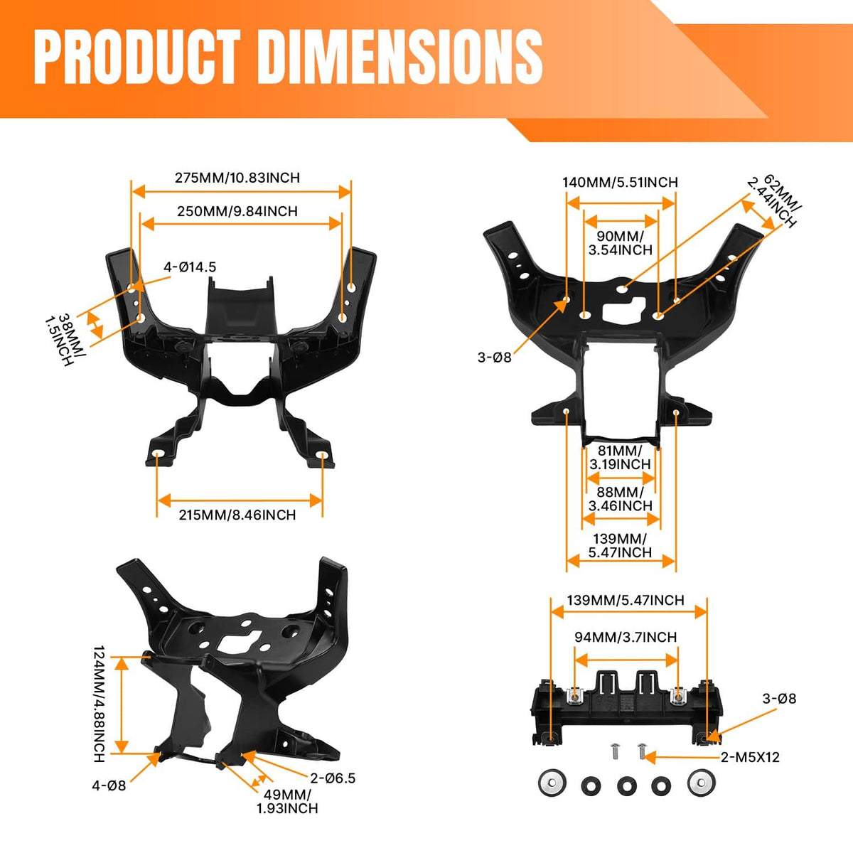 Solidspare US Front Upper Fairing Stay Bracket For BMW M1000RR 2021-2023 S1000RR 2019-2025