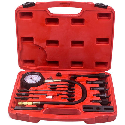 Solidspare 16 Pcs Diesel Engine Compression Gauge Tester Cylinder Pressure Test Tool Kit