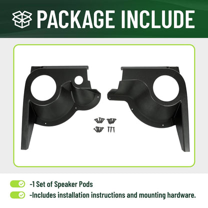 Solidspare For EZGO TXT Golf Cart Speaker Pods Fits 6.5" Speakers Audio Stereo Housings