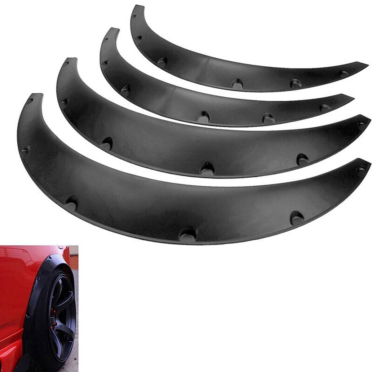 Solidspare 4x Fender Flares Polyurethane Wide Car Wheel Arches Body Kit Universal Balck