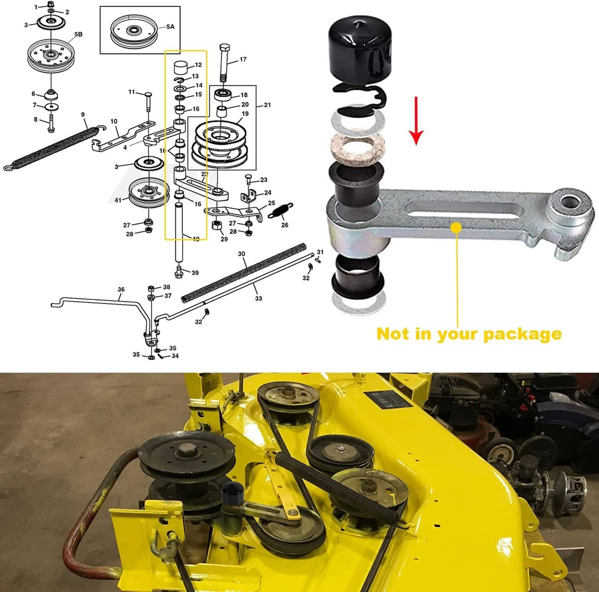 Solid Spare AM124509 Double Idler Arm Bushing Seal Cap & Hardware Rebuild Kit for John Deere