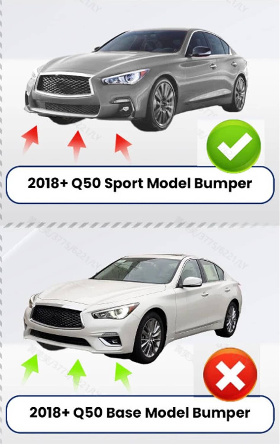 Solid Spare For Infiniti Q50 Sport 2018-2023 Carbon Fiber Front Bumper Lip Spoiler Splitter