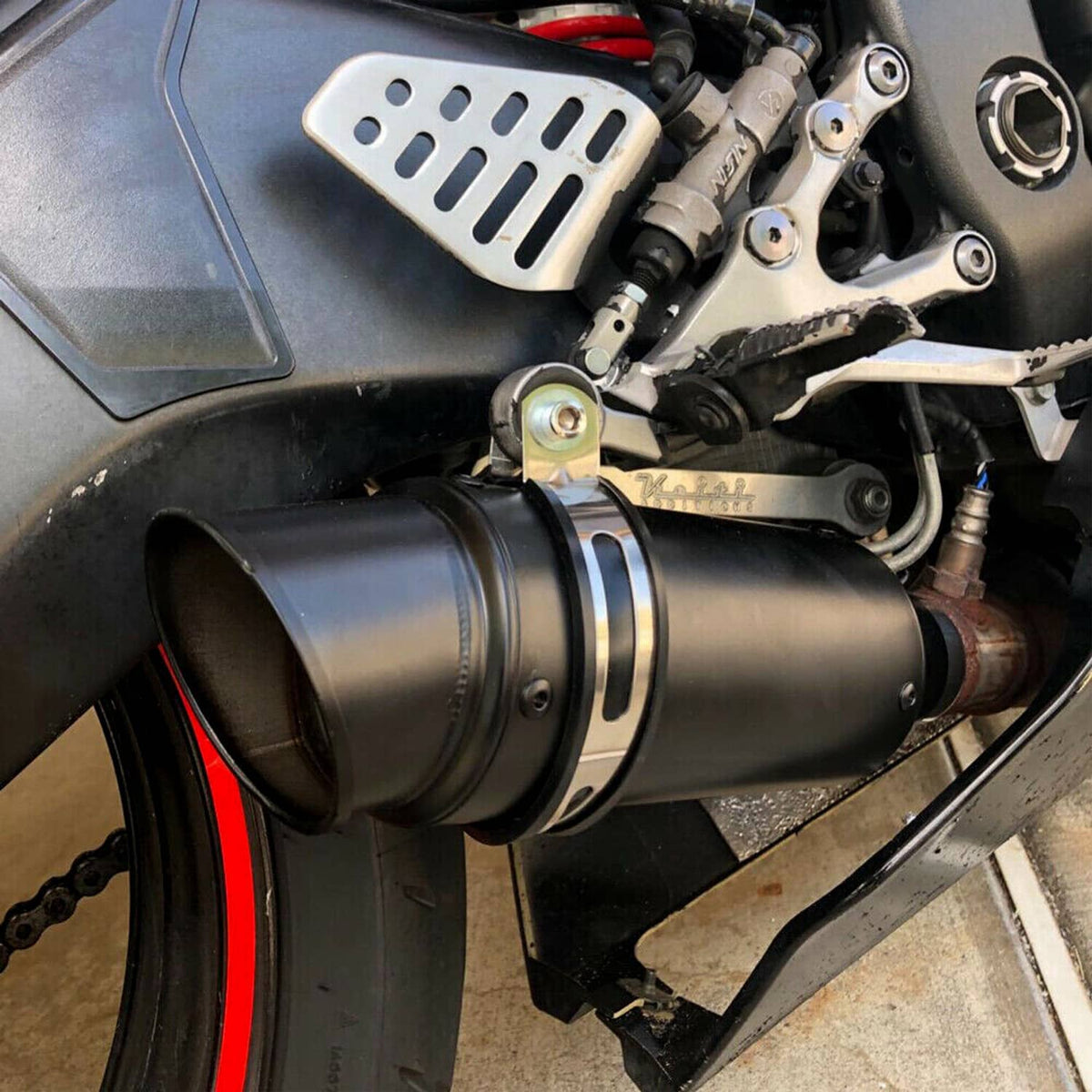 Solidspare Universal Exhaust Muffler Tail Pipe Slip on DB Killer Black Motorcycle Exhaust