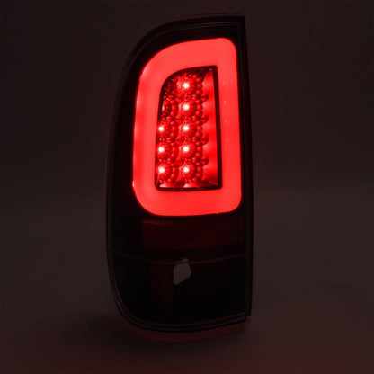 Solid Spare Black For 1997-2003 Ford F150 99-07 F250 F350 SD LED Tube Tail Lights Brake Lamp