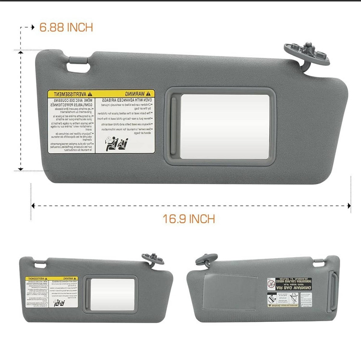 Solidspare 2Pcs Sun Visor LH Driver & RH Passenger Side For 2005-2015 Toyota Tacoma Gray