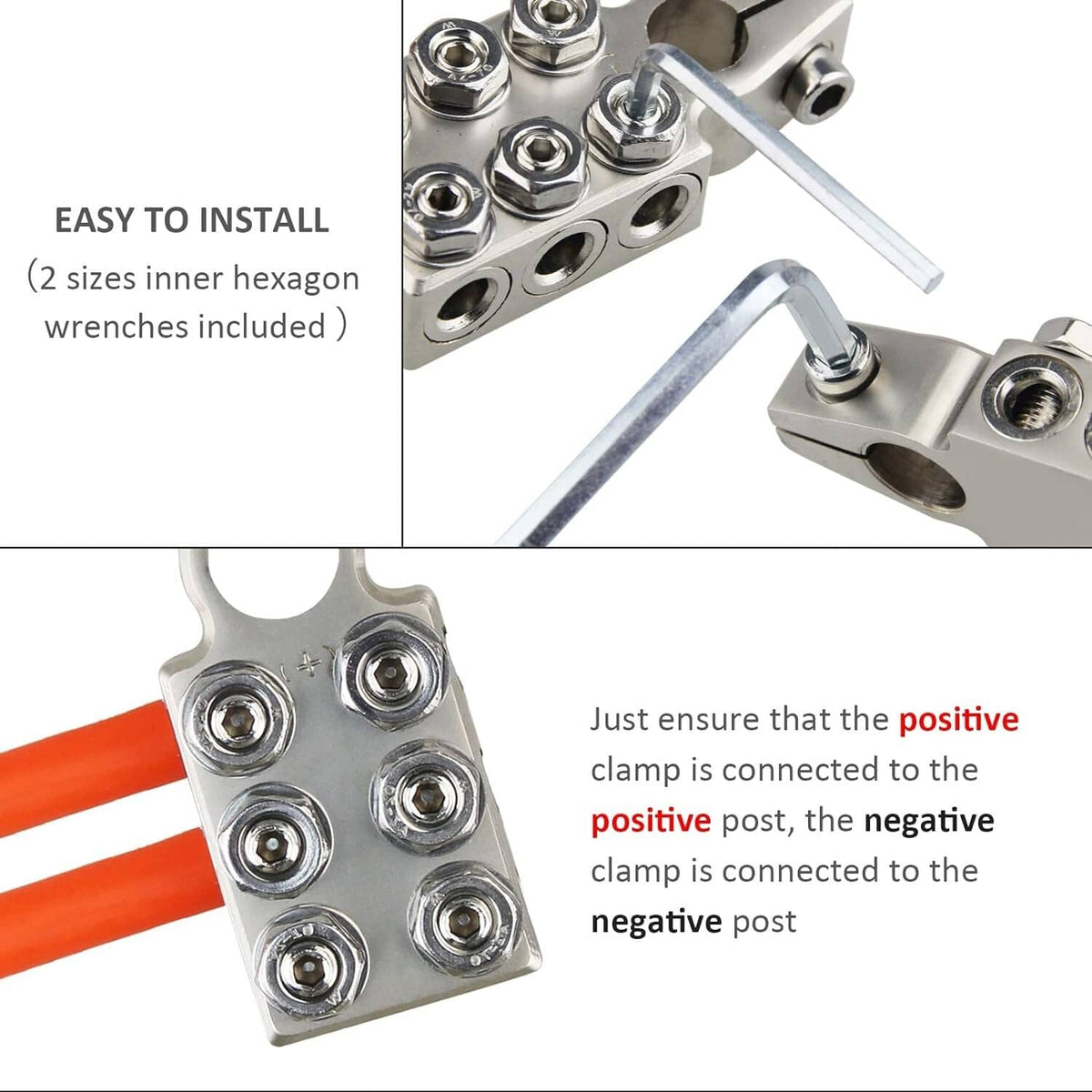 Solid Spare Battery Terminal Connectors, 12-Way Battery Terminal Clamps, Battery Terminals