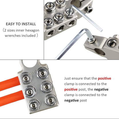 Solid Spare Battery Terminal Connectors, 12-Way Battery Terminal Clamps, Battery Terminals