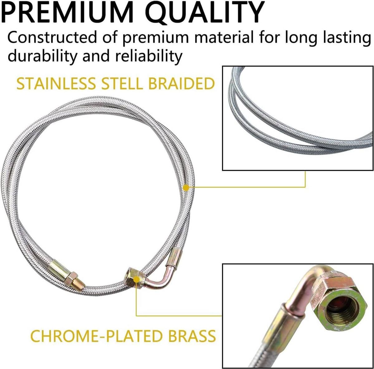 Solidspare 41" Turbo Oil Feed Line Kits For T3 T4 T60 T61 T70 1/8 PNT 90 Degree AN4