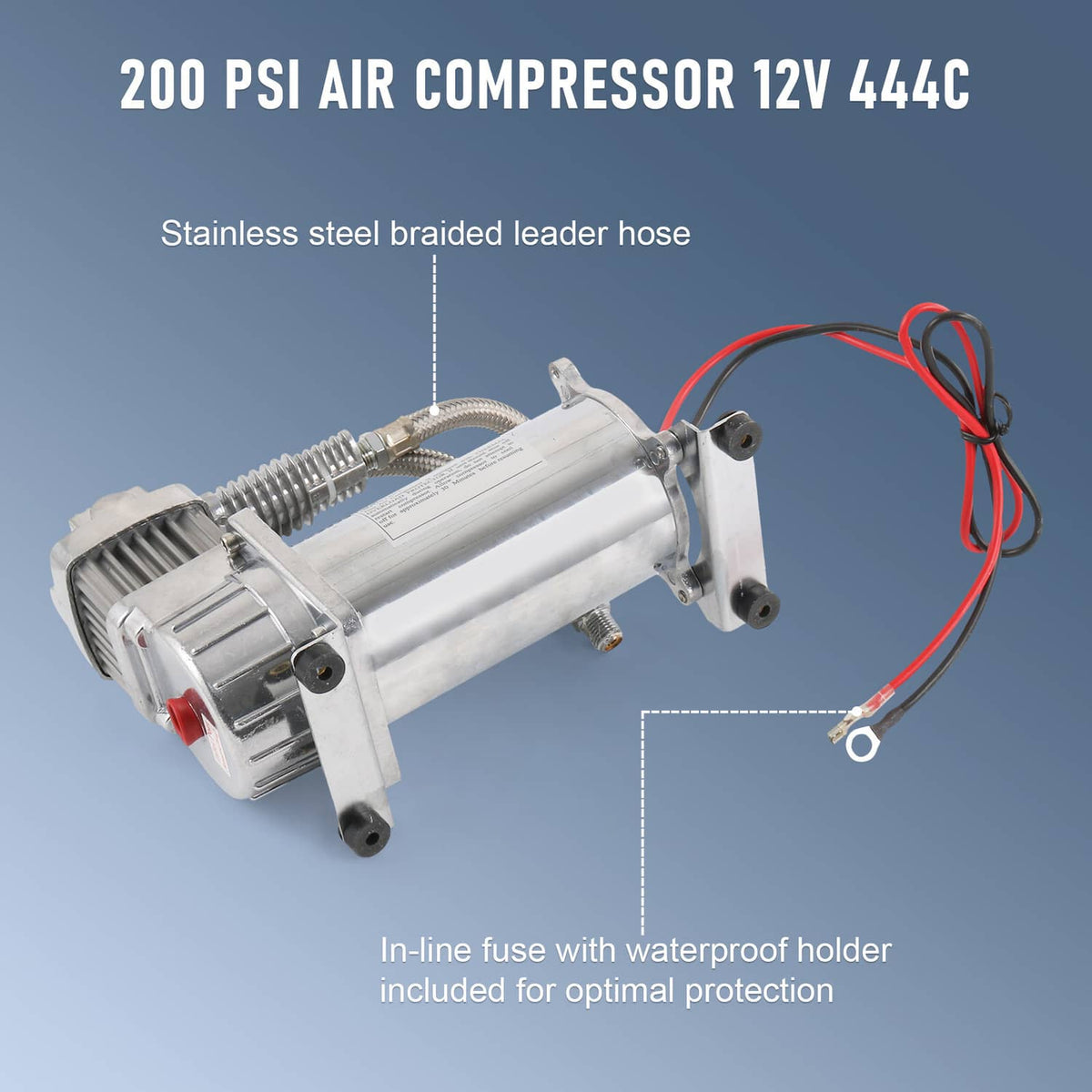 Solidspare 150 PSI AIR COMPRESSOR 1 /4″ HOSE KIT FOR TRAIN HORNS BAG SUSPENSION FOR 12V