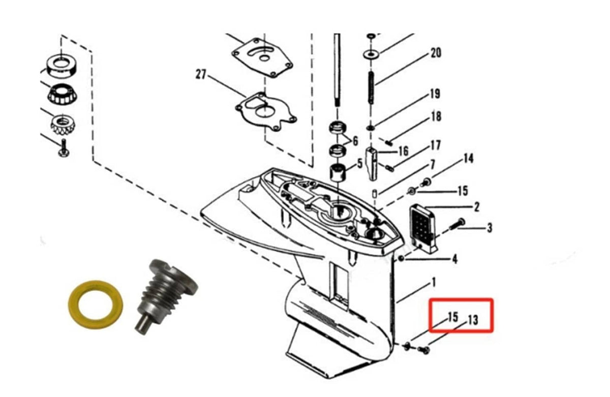 Solid Spare For Mercruiser Alpha Magnetic Outdrive Lower Unit Drain Plug, Screw 8M0058389（2）