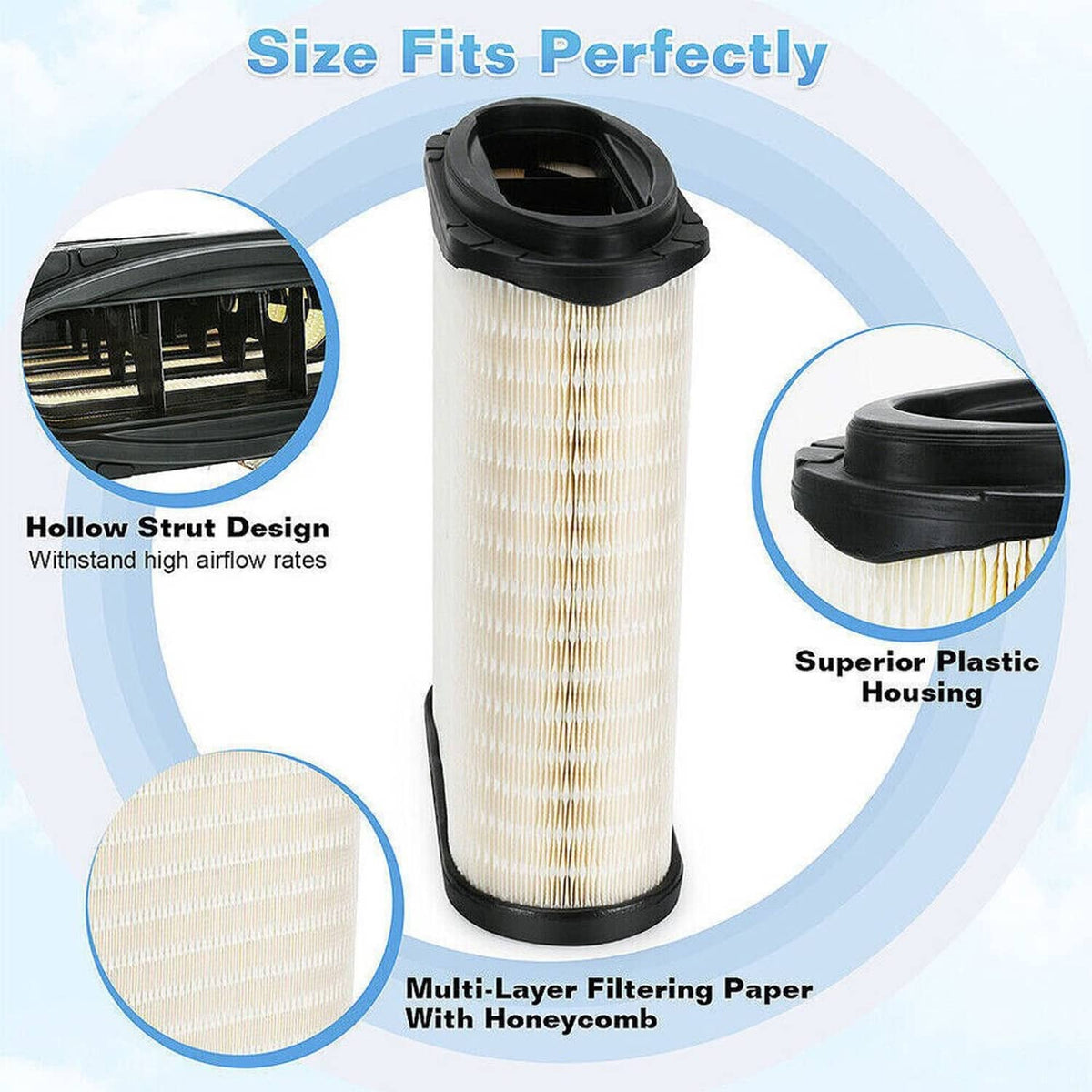 Solidspare New D37-1061 Engine Air Filter Fits For 2023 Kenworth T680 & Peterbilt 579