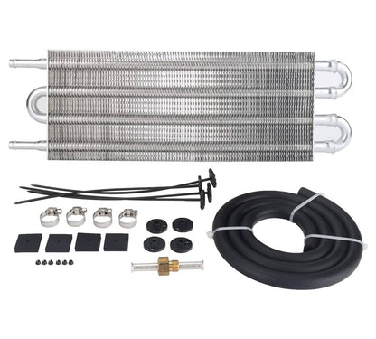 Solidspare Aluminum Transmission Oil Cooler + Hose /Mounting Kit 4 Row Radiator Auto-Manual