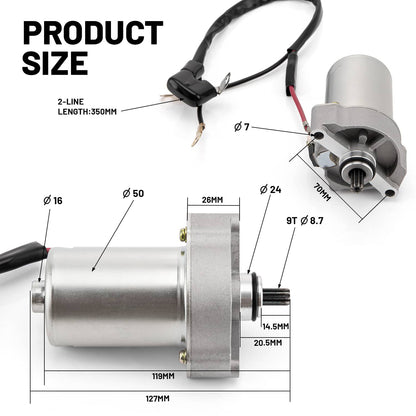 Solidspare ATV Starter Motor Assy fit for Yamaha Raptor 90 YFM90R 2009 2010 2011 2012 2013
