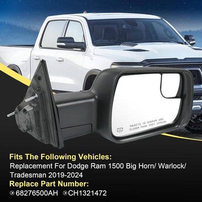 Solidspare Pair For 2019-2024 Ram 1500 Driver & Passenger Side Mirrors w/Heated Turn Signal